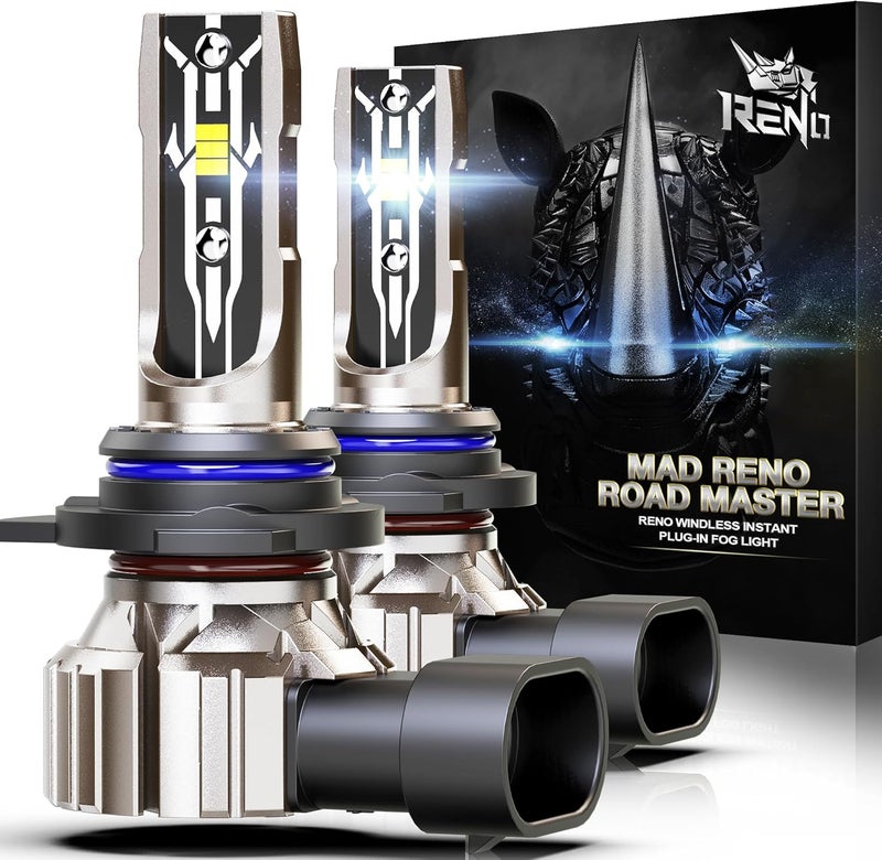 Reno 9012 Bulb, 9012 Fog Light 6500K White Fanless In Line Auxiliary Fog Bulbs Plug and Play, Pack of 2 - Image 1